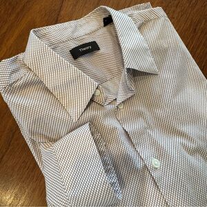Theory Sylvain Dress Shirt Decco Print Button‎ Up Size M